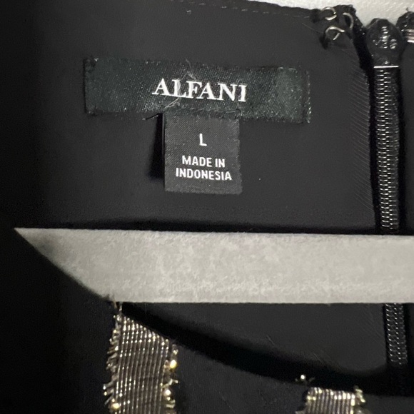 Alfani Black and Gold Metallic Striped Long Sleeve Blouse - Picture 4 of 11